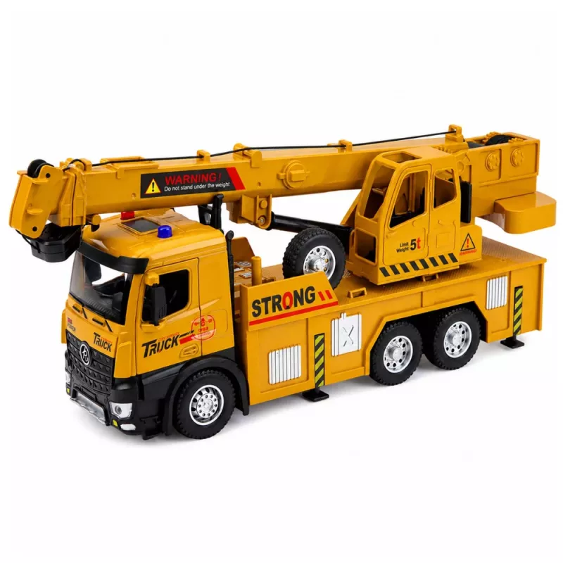 LEAN TOYS 1:12 Zdalnie sterowana ciężarówka z dźwigiem - metalowa kabina, światła, dźwięki, 8-kanałowy pilot 2,4GHz