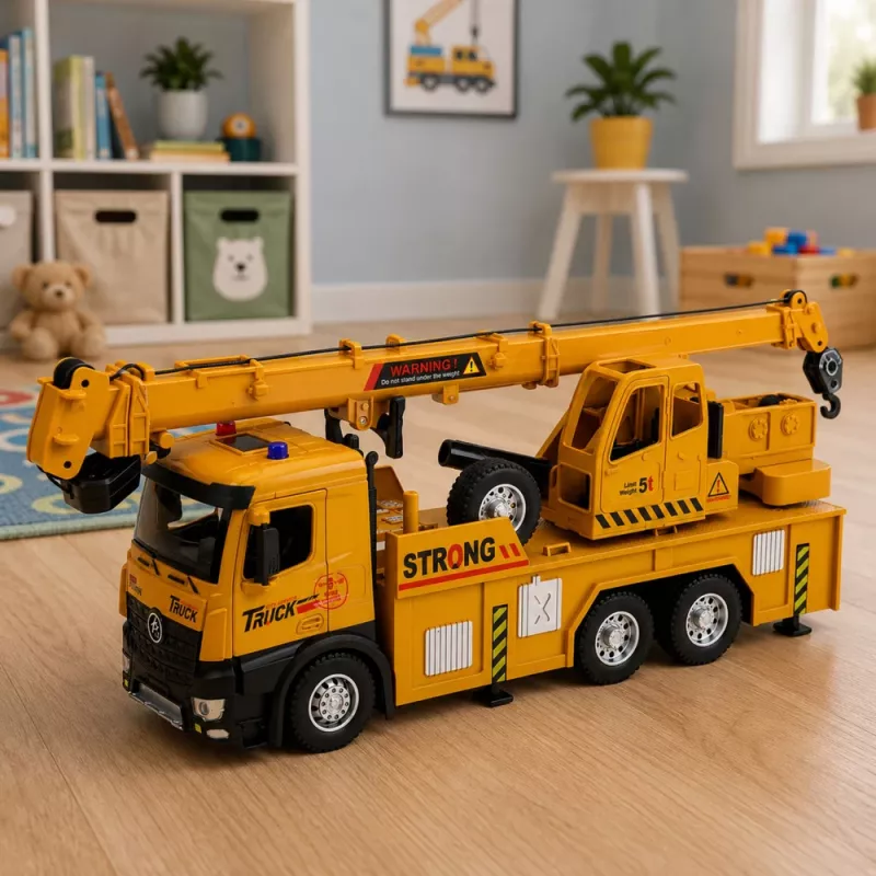 LEAN TOYS 1:12 Zdalnie sterowana ciężarówka z dźwigiem - metalowa kabina, światła, dźwięki, 8-kanałowy pilot 2,4GHz