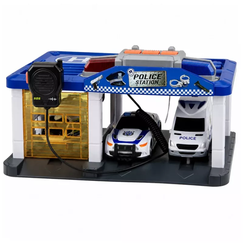 LEAN TOYS Komisariat Policji z Garażem, 2 Samochody, Helikopter, Krótkofalówka, Światła i Dźwięki | 31588