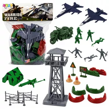 LEAN TOYS Zestaw Wojskowy Figurki Żołnierzy Pojazdy Wojskowe Wieża Akcesoria 72 szt.