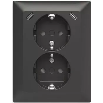 Podwójne gniazdo ABB Safety+ USB z 2x USB-C, 15W, podtynkowe, polar biały 2TKA00006192