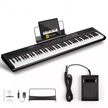 Artesia Performer 88-klawiszowy półważony pianino cyfrowe z głośnikami, pedałem sustain i USB MIDI - czarny