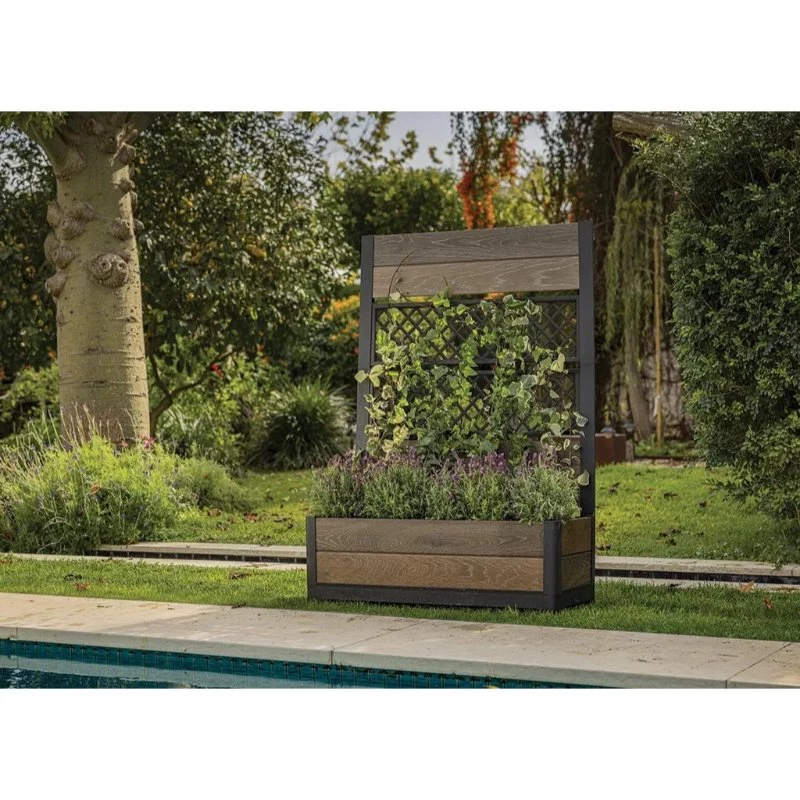 KETER Deco Tulip 110L 2-Rhombus orzechowa osłonka na kwiaty z siatką