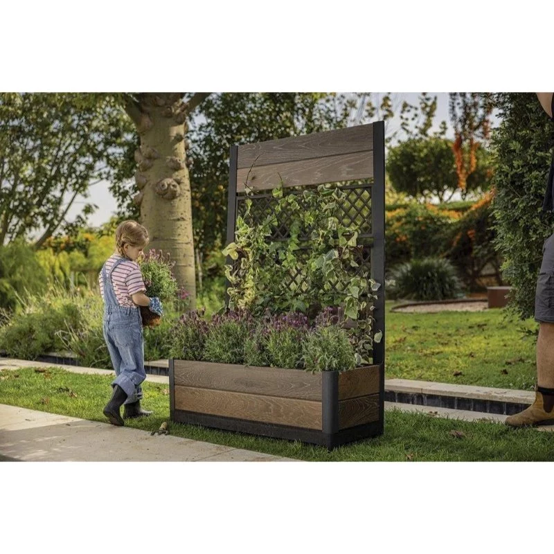 KETER Deco Tulip 110L 2-Rhombus orzechowa osłonka na kwiaty z siatką