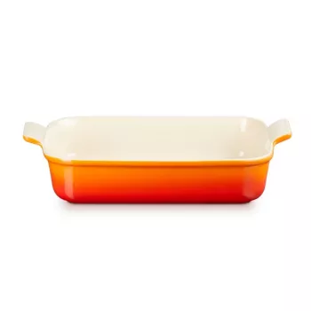 LE CREUSET Prostokątna forma do pieczenia Heritage kamionka 32x24cm / 4L pomarańczowa