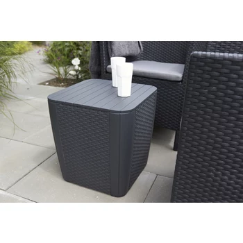 KETER Stół ogrodowy/skrzynia do przechowywania Luzon Flat Wicker, szary