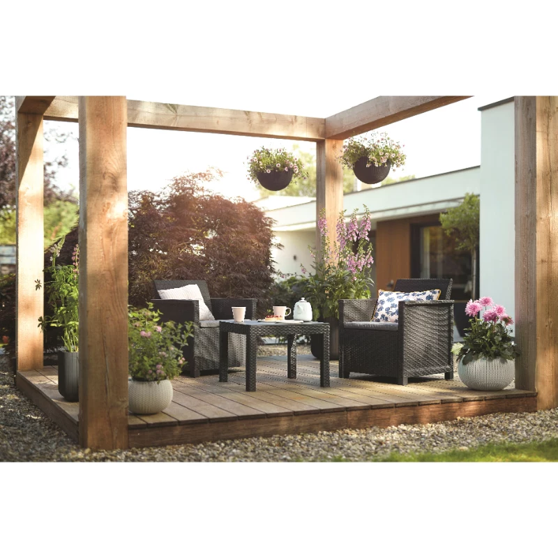 KETER Zestaw mebli ogrodowych Elodie Balcony Set ze stolikiem Classic grey
