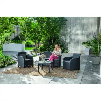 KETER Zestaw mebli ogrodowych Rosalie Set ze stolikiem Classic grey