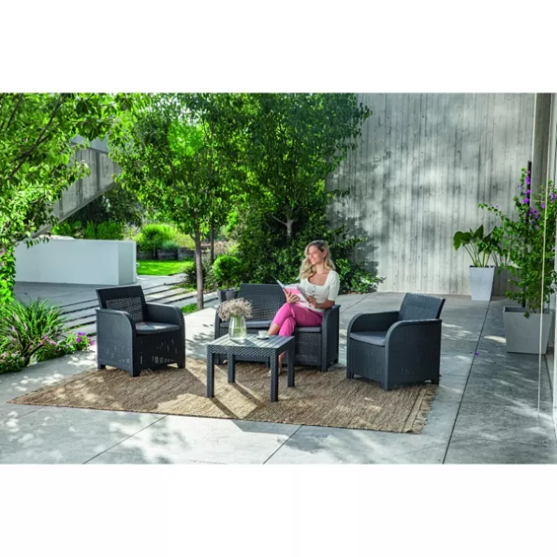 KETER Zestaw mebli ogrodowych Rosalie Set ze stolikiem Classic grey