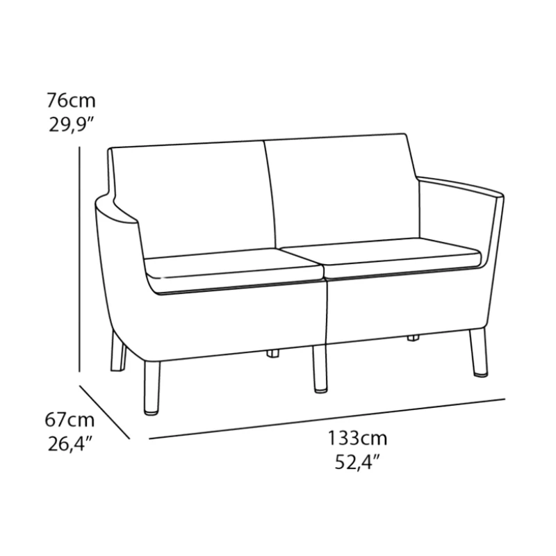 KETER Salemo Sofa 2-osobowa brązowa