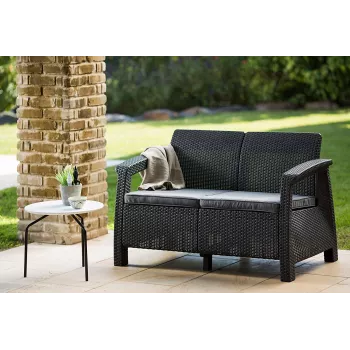 KETER Sofa ogrodowa dwuosobowa Corfu Love Seat szara
