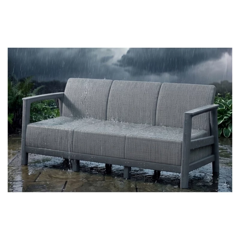 KETER Sofa ogrodowa trzyosobowa Scandi Linea 3 Seater Sofa jasnoszara/ciemnoszara stalowa