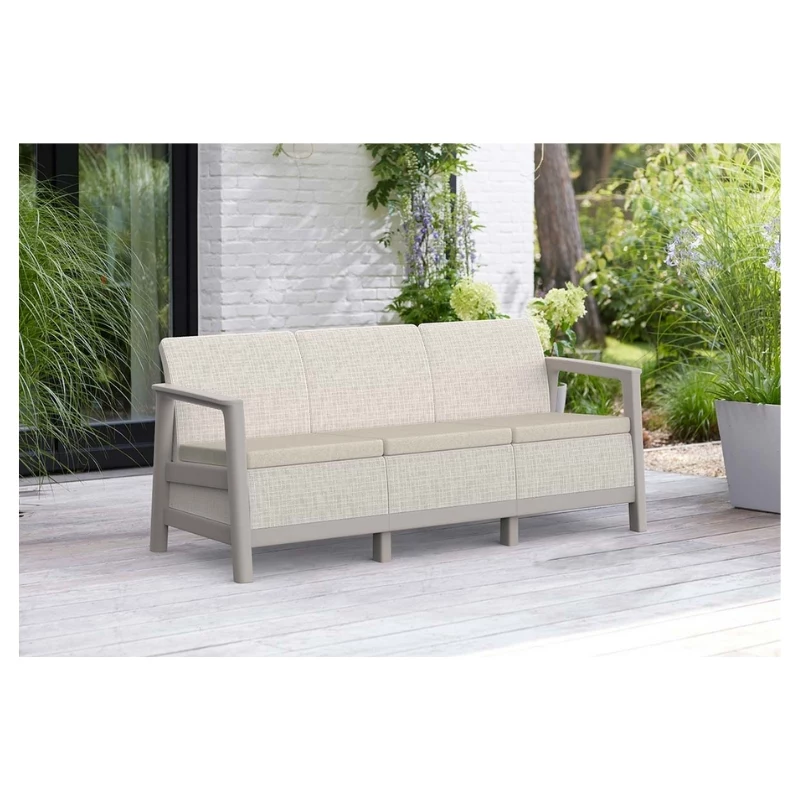 KETER Sofa ogrodowa trzyosobowa Scandi Linea 3 Seater Sofa pebble gray/light beige