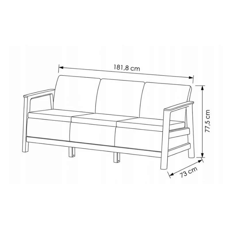 KETER Sofa ogrodowa trzyosobowa Scandi Linea 3 Seater Sofa pebble gray/light beige