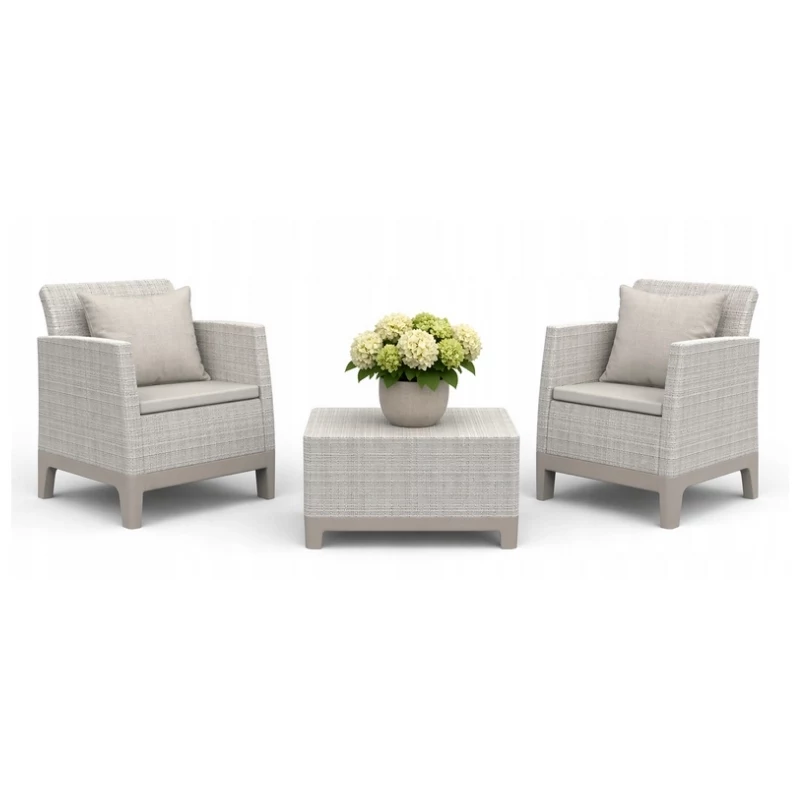 Zestaw mebli ogrodowych KETER Scandi Forma Balcony Set, kolor pebble gray/light beige