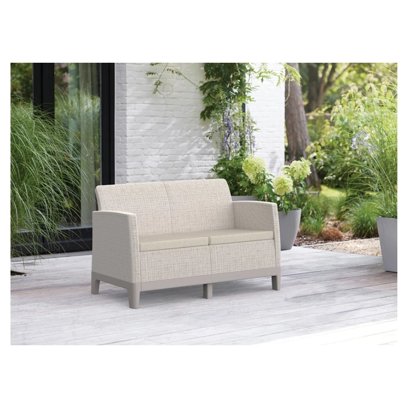 KETER Sofa ogrodowa dwuosobowa Scandi Form 2 Seater Sofa pebble gray/light beige