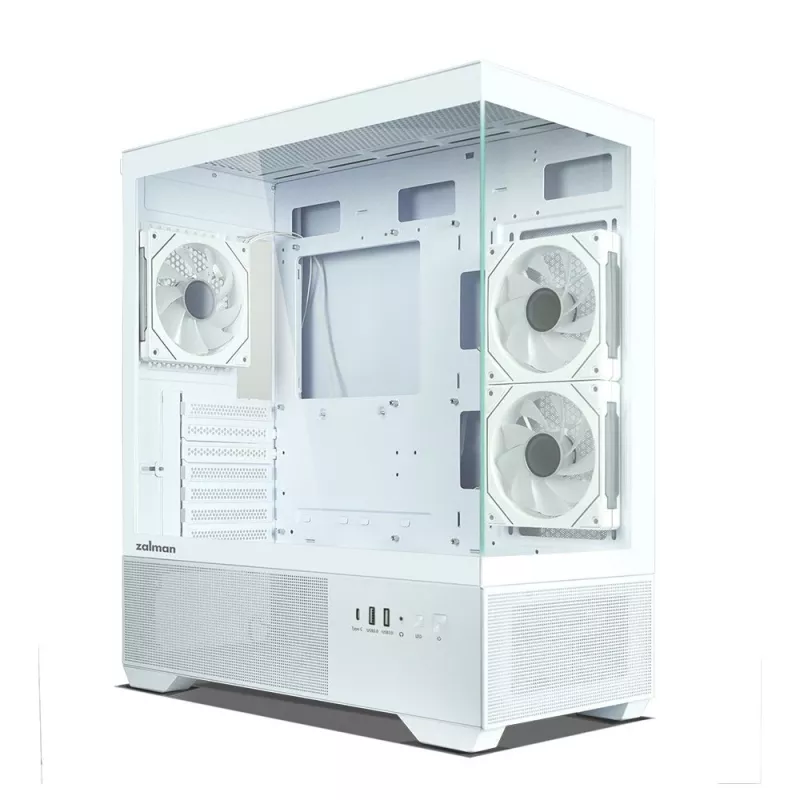 Obudowa komputerowa Zalman CHRONIX V2 White ATX Mid Tower z 3 wentylatorami ARGB 120mm, hartowane szkło, panel boczny