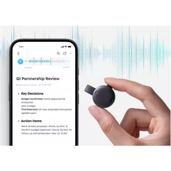 Anker Soundcore Work 64GB Czarny Bezprzewodowy Dyktafon z AI Redukcją Szumów (D3200G12)