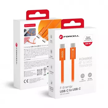 Kabel Forcell USB C do USB C Forcell F-Energy QC4.0 PD 5A 100W Cafule Kolor 1,2 m ACYH23 pomarańczowy