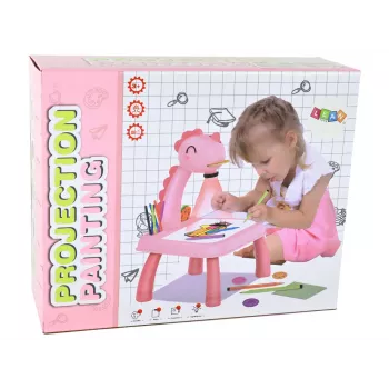 LEAN TOYS Projektor Tablicowy do Nauki Rysowania Różowy Dinozaur