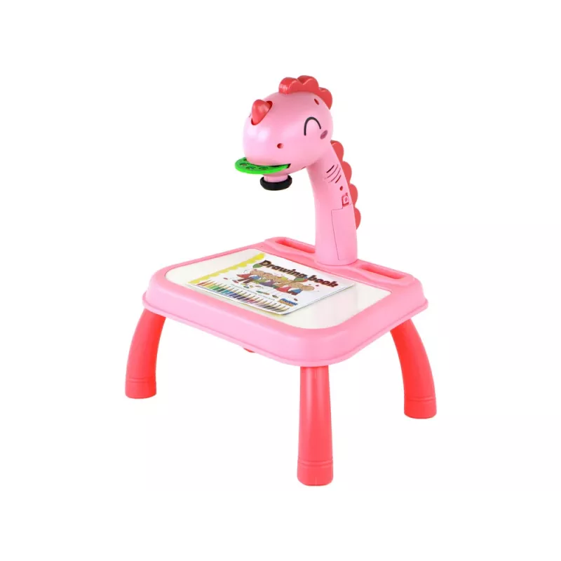 LEAN TOYS Projektor Tablicowy do Nauki Rysowania Różowy Dinozaur