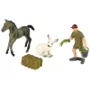 LEAN TOYS Zestaw figurek zwierząt Koń Szary Zając Rolnik