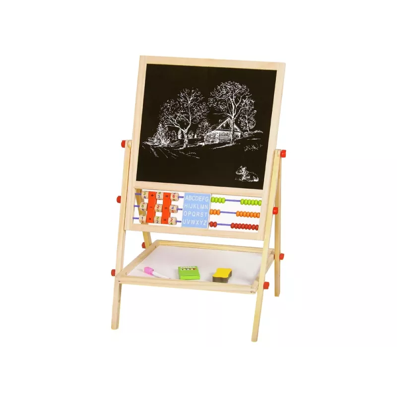 LEAN TOYS Drewniana tablica 2w1 liczydło kreda pisak
