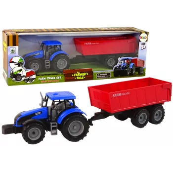 LEAN TOYS Traktor z przyczepą pojazd rolniczy farma niebieski