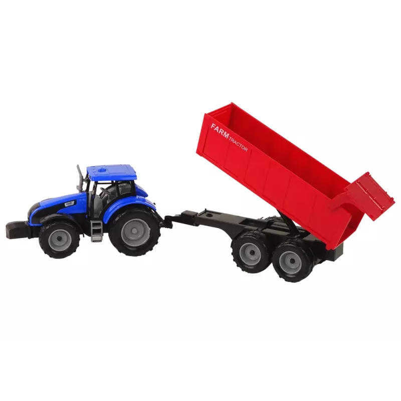 LEAN TOYS Traktor z przyczepą pojazd rolniczy farma niebieski