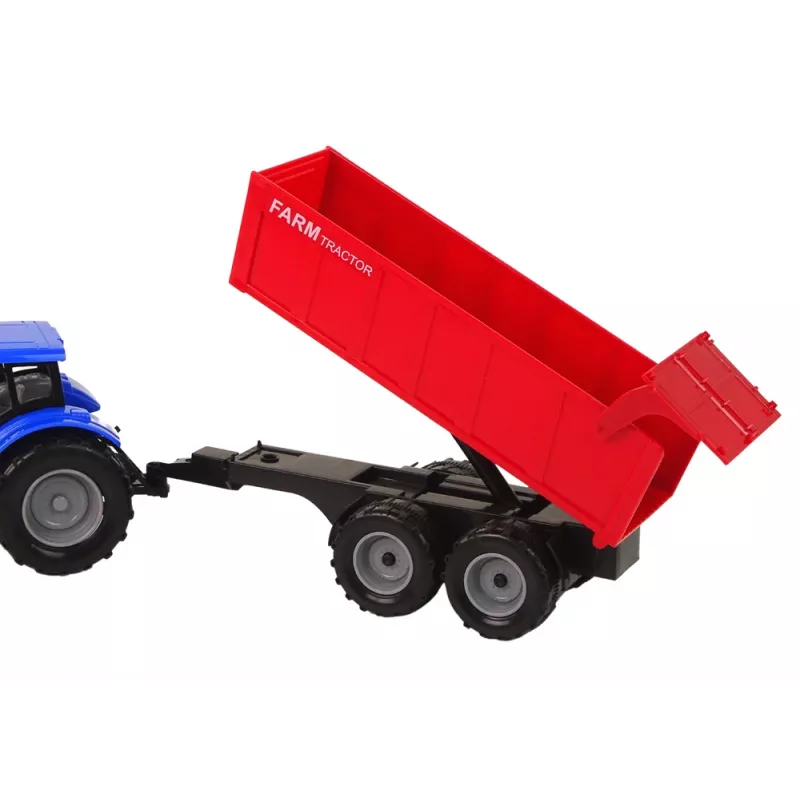 LEAN TOYS Traktor z przyczepą pojazd rolniczy farma niebieski