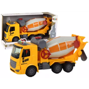 LEAN TOYS Betoniarka obrotowa gruszka dźwięk światło żółta 1:16