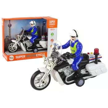 LEAN TOYS Motocykl policyjny z napędem, dźwiękami policyjnymi, światłami, radiowóz policyjny