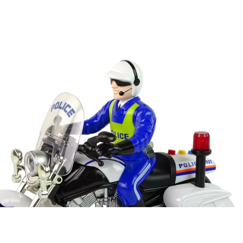 LEAN TOYS Motocykl policyjny z napędem, dźwiękami policyjnymi, światłami, radiowóz policyjny