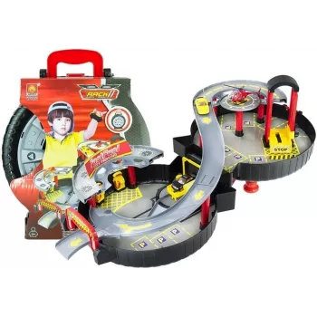 LEAN TOYS Przenośny dwupoziomowy garaż parkingowy w walizce Circle