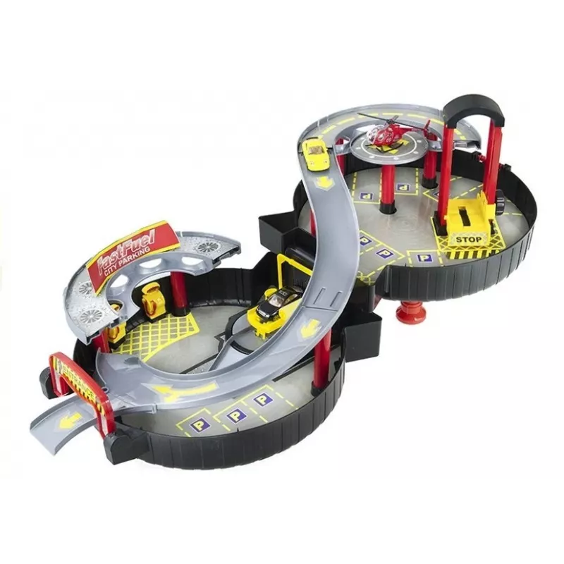 LEAN TOYS Przenośny dwupoziomowy garaż parkingowy w walizce Circle