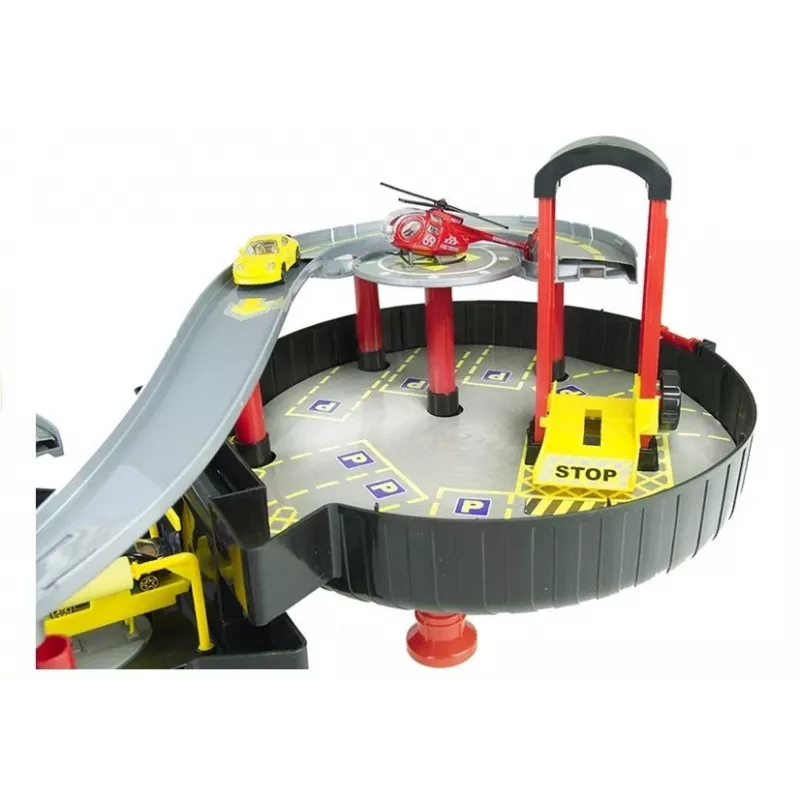 LEAN TOYS Przenośny dwupoziomowy garaż parkingowy w walizce Circle