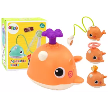 LEAN TOYS Zabawka do kąpieli Wieloryb 3 Końcówki Pomarańczowy