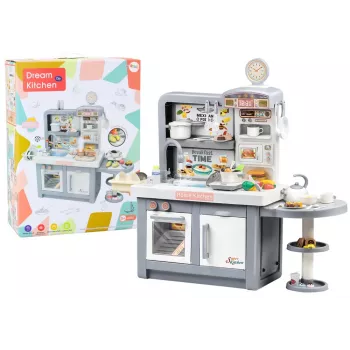 LEAN TOYS Kuchnia Marzeń dla Dzieci Światła Dźwięki Para Akcesoria Szary