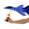 LEAN TOYS Samolot myśliwski ze styropianu z niebieską wyrzutnią procą