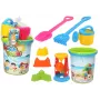 LEAN TOYS Zestaw zabawek do piasku, wiaderko, młynek, konewka, kolorowe foremki