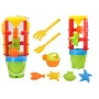 LEAN TOYS 18546 Zestaw zabawek do piasku z dużą piaskownicą, wiaderkiem i kolorowymi foremkami – 7-elementowy zestaw do zabawy na plaży i w piaskownicy dla dzieci od 12 miesięcy