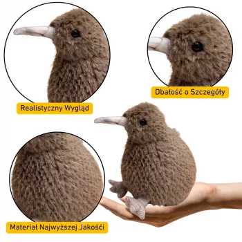 LEAN TOYS Pluszowy Ptak Kiwi Pluszowa Zabawka Maskotka Przytulanka Ciemny Brąz 25cm