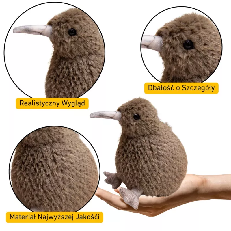 LEAN TOYS Pluszowy Ptak Kiwi Pluszowa Zabawka Maskotka Przytulanka Ciemny Brąz 25cm