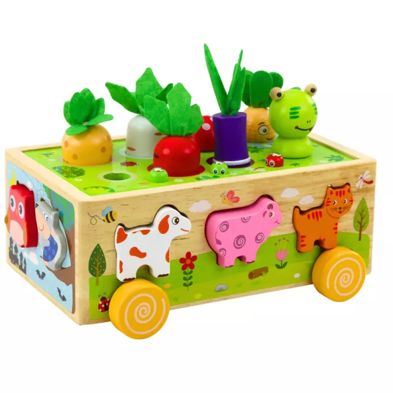 LEAN TOYS Drewniana Zabawka Edukacyjna Happy Farm Magnetyczny Sorter Robaków