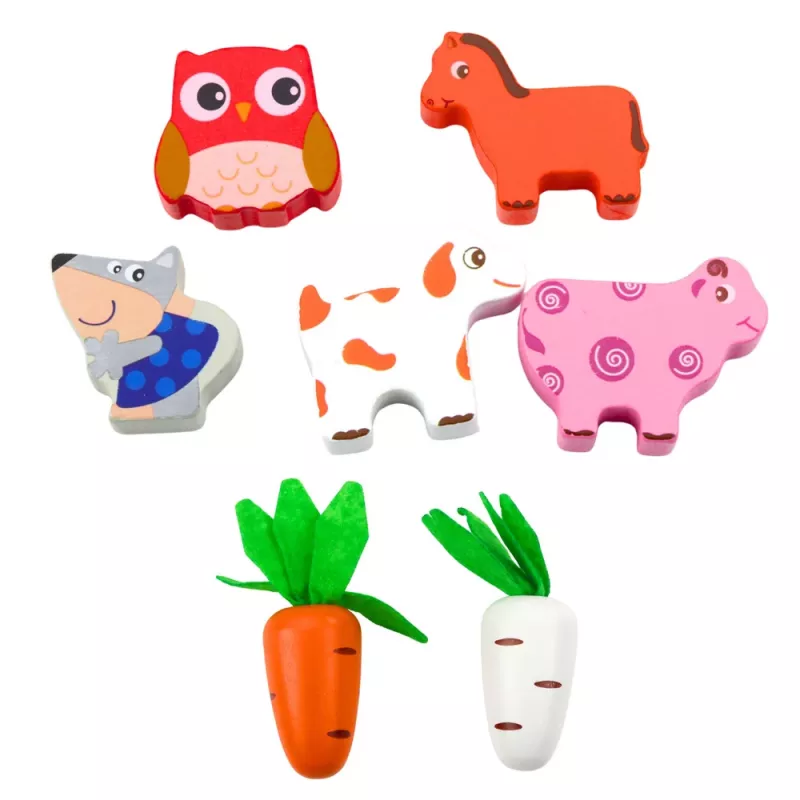 LEAN TOYS Drewniana Zabawka Edukacyjna Happy Farm Magnetyczny Sorter Robaków