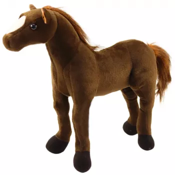 LEAN TOYS Pluszowy Koń Maskotka Przytulanka Ciemnobrązowy 40cm x 37cm