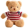 LEAN TOYS Pluszowa Maskotka Przytulanka Miś w Pasiastej Koszulce Kremowy 32cm