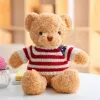 LEAN TOYS Pluszowa Maskotka Przytulanka Miś w Pasiastej Koszulce Kremowy 32cm