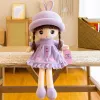 LEAN TOYS Szmaciana lalka miękka pluszowa fioletowa sukienka z falbankami 45cm