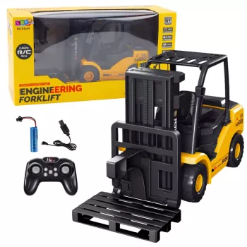 LEAN TOYS Zdalnie sterowany wózek widłowy RC 2.4G Paleta Żółty